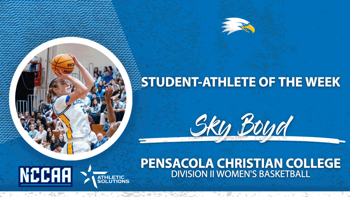 TheNCCAA's tweet photo. 🏀 Student-Athlete of the Week 🏀
Presented by @ath_solutions
Division II Women's #NCCAABasketball
𝐒𝐤𝐲 𝐁𝐨𝐲𝐝, Pensacola Christian College
https://t.co/13lLIuEaBj | #PlayforHim https://t.co/6mhm0eNONV