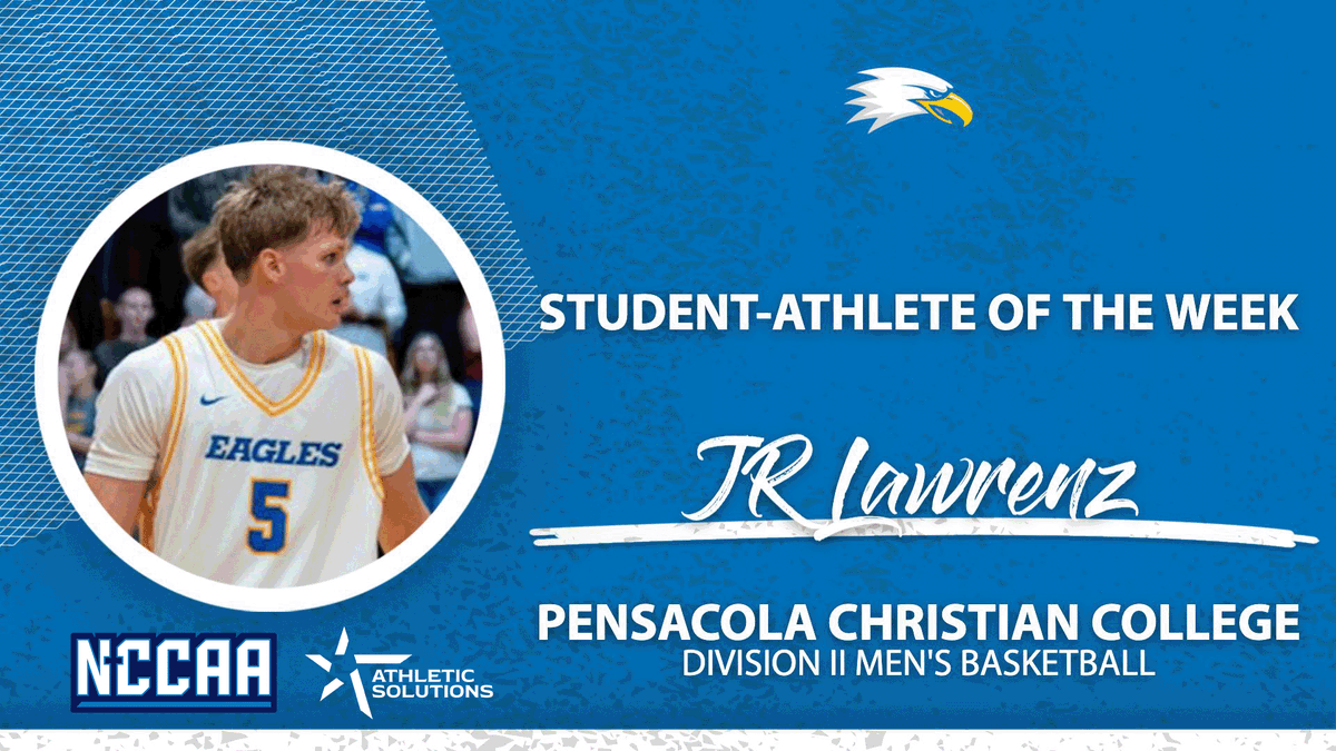 TheNCCAA's tweet photo. 🏀 Student-Athlete of the Week 🏀
Presented by @ath_solutions
Division II Men's #NCCAABasketball
𝐉𝐑 𝐋𝐚𝐰𝐫𝐞𝐧𝐳, Pensacola Christian College
https://t.co/OGL6yyDb73 | #PlayforHim https://t.co/3TUDTELsax