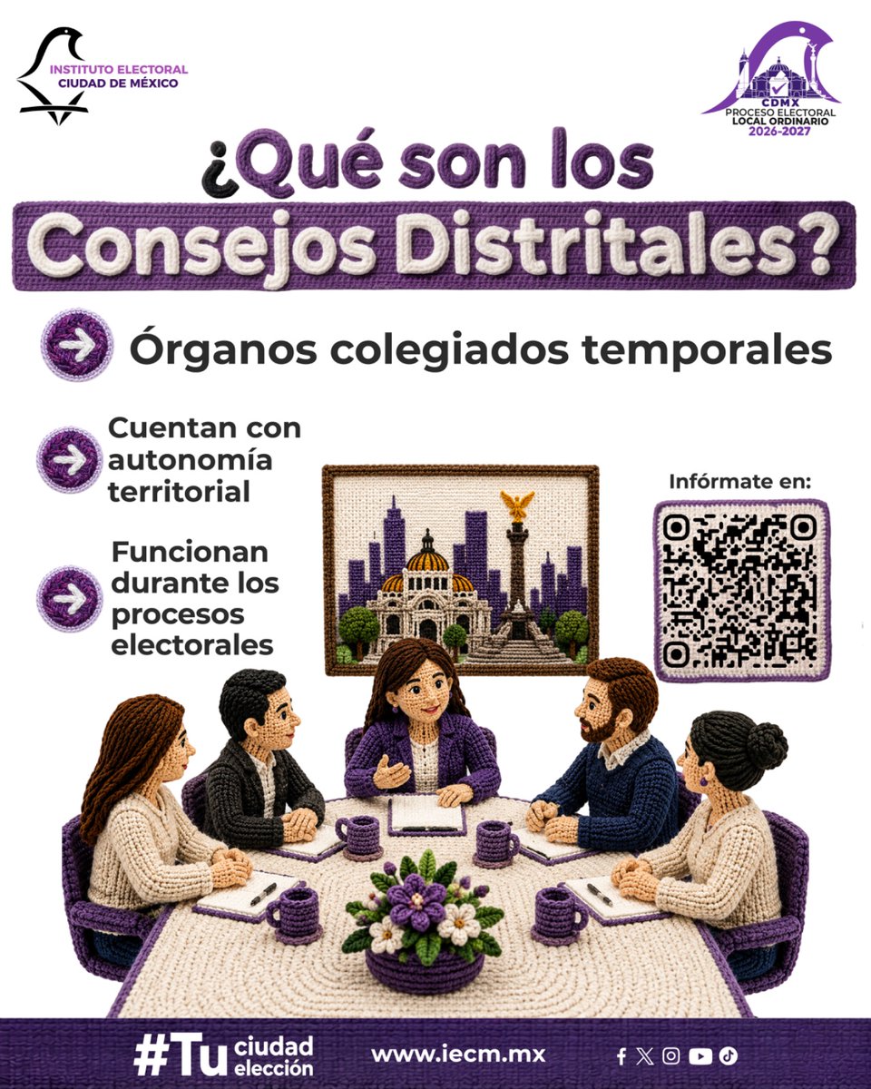 Distrito22IECM's tweet photo. 🗳️Los Consejos Distritales son órganos colegiados de carácter temporal que funcionan durante los procesos electorales y cuentan con facultades de decisión dentro de su respectivo ámbito territorial. 👔🥇 https://t.co/CznbDaCBm2
