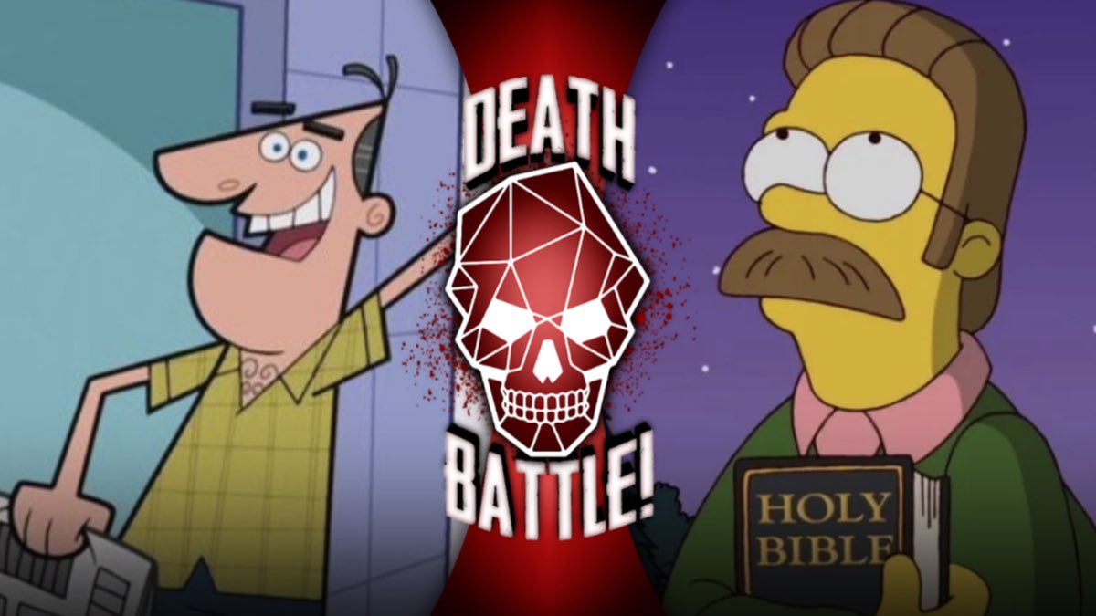 DeathBattleBot's tweet photo. DEATH BATTLE! DINKLEBERG... VS Ned Flanders https://t.co/IiSJeIpJO9