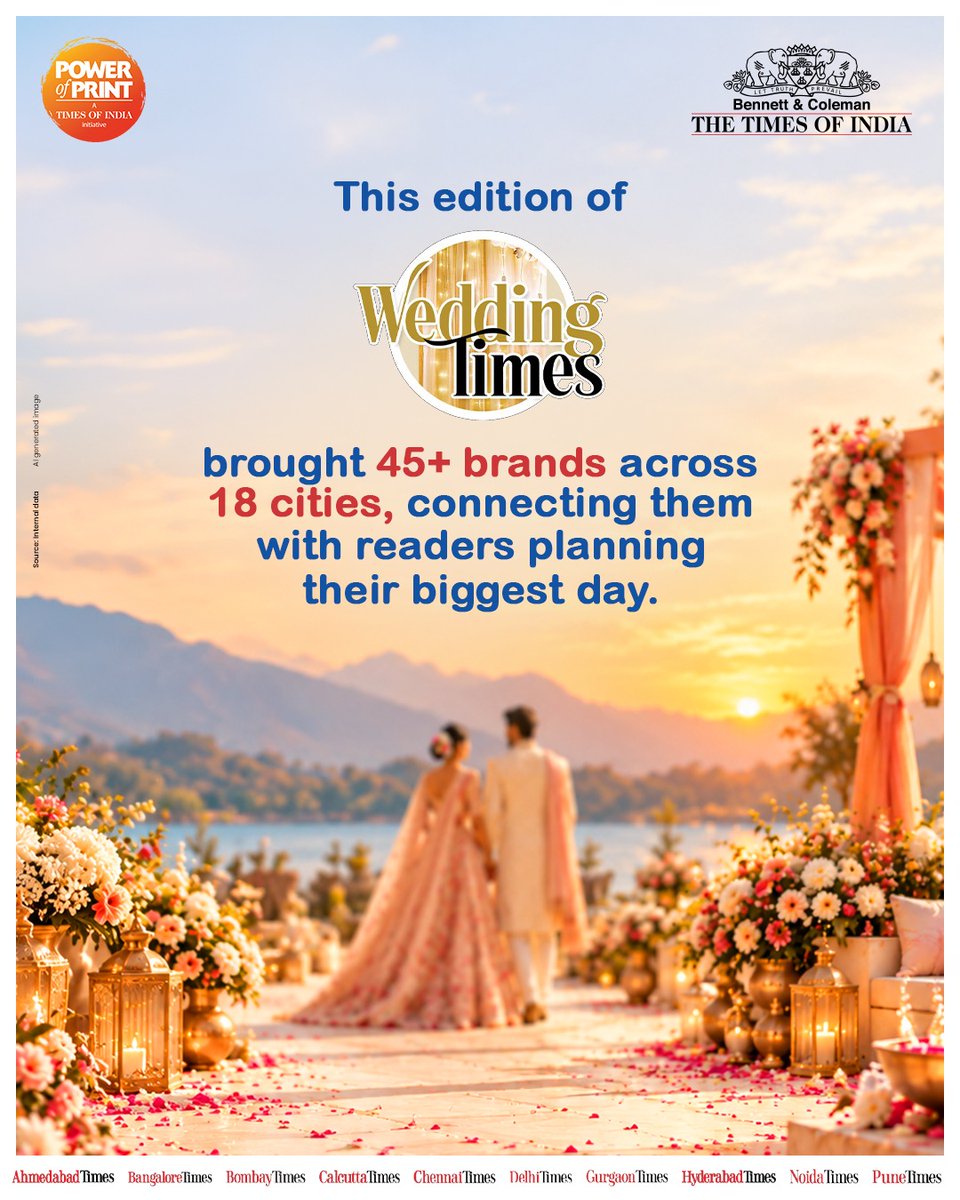 TimesResponse's tweet photo. Wedding inspiration meets brand opportunity!

With 45+ brands across 18 cities, Wedding Times connects brands with readers planning one of life’s biggest milestones.

Partner with us for the Second Anniversary Edition on 29th November. https://t.co/WcEQJy6MNU