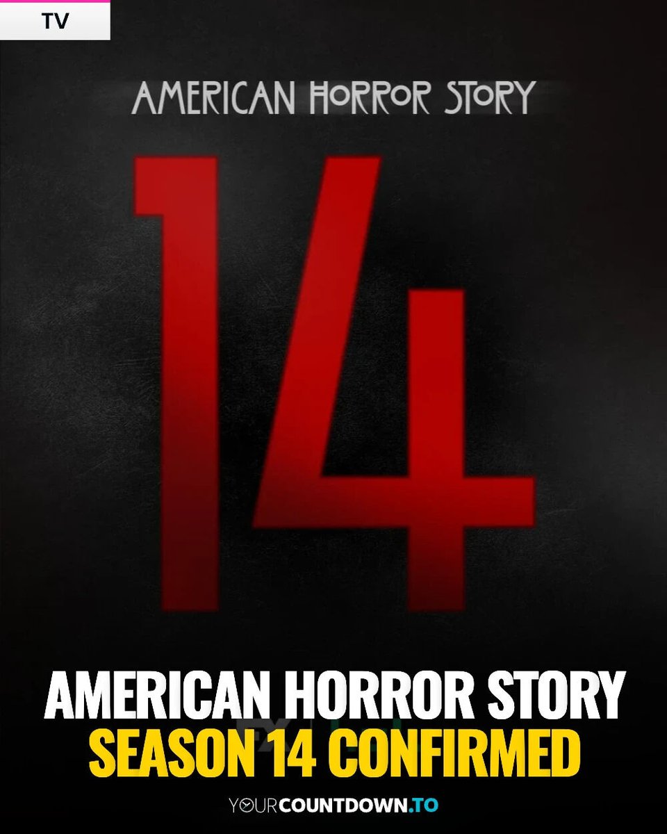 YourCountdownTo's tweet photo. American Horror Story isn't finished terrifying viewers just yet! The long-running anthology series has reportedly been renewed for Season 14, meaning another disturbing story is on the way. 👻

#AmericanHorrorStory #AHS #Horror #TV https://t.co/tFnWaMEFEO