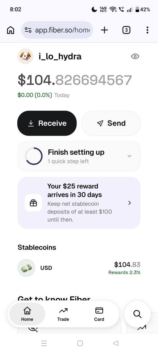 0x_Rektt's tweet photo. 🚀 Fiber Referral Rewards!

Invite a friend and earn $25 each 💰

✅ Verify your phone number
✅ Maintain $100 in net stablecoin deposits for 30 days

🎁 Complete the requirements and you both get $25!

Join here 👇
https://t.co/qb7GyPncIX https://t.co/M0pAd5Q8w0