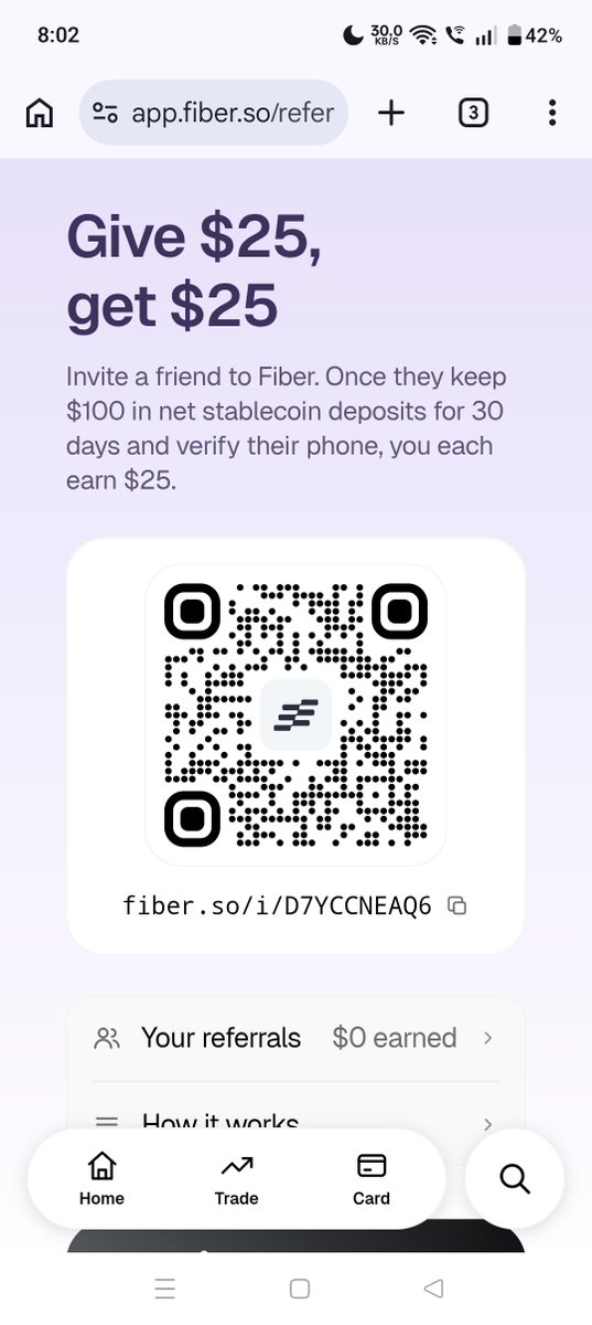 0x_Rektt's tweet photo. 🚀 Fiber Referral Rewards!

Invite a friend and earn $25 each 💰

✅ Verify your phone number
✅ Maintain $100 in net stablecoin deposits for 30 days

🎁 Complete the requirements and you both get $25!

Join here 👇
https://t.co/qb7GyPncIX https://t.co/M0pAd5Q8w0
