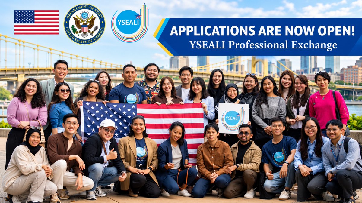 opportunitiesfy's tweet photo. ๐ ๐บ๐ธ YSEALI Professional Exchange 2026
YSEALI Professional Fellows Program: A six-week U.S. exchange for eligible professionals aged 25โ35 to develop leadership skills and international networks. ๐บ๐ธ
โฐ Dec 10, 2026, 10:00 a.m.
๐ https://t.co/SUmXQwKPAD
#YSEALI #ExchangeProgram https://t.co/6mmd5fRDj3