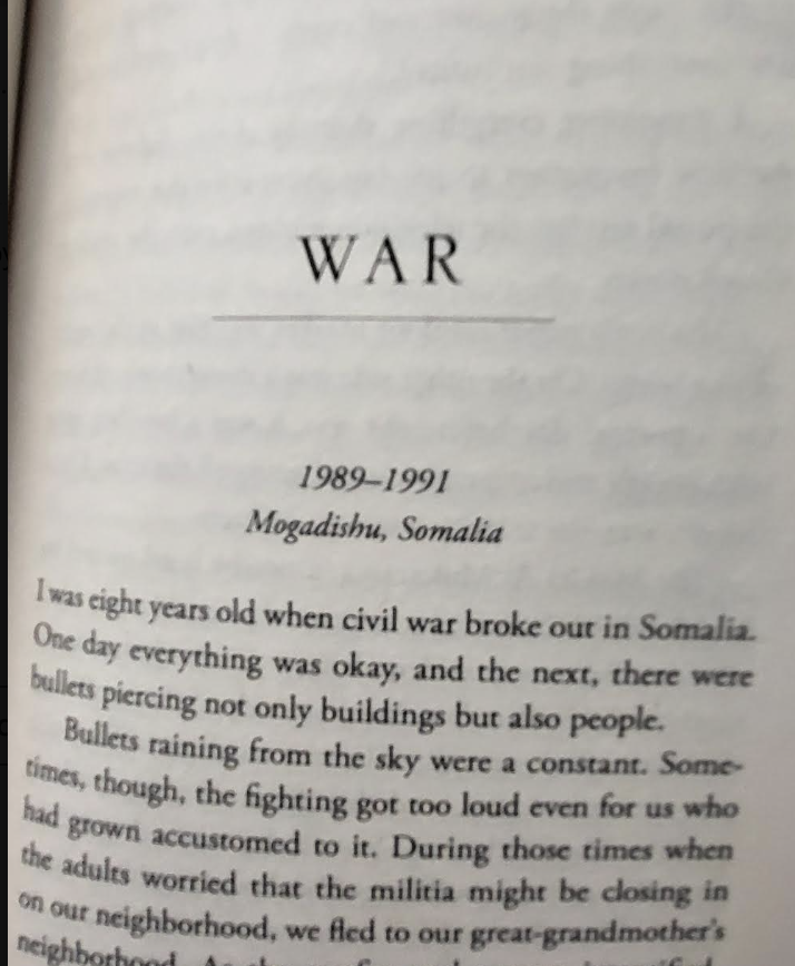 jimgeraghty's tweet photo. Congresswoman Ilhan Omar writes in her memoir, “I was eight years old when civil war broke out in Somalia. One day everything was okay, and the next, there were bullets piercing not only buildings but also people.” While Somalia has suffered several civil wars, the chapter is entitled, “War: 1989-1991, Mogadishu, Somalia.” Mogadishu experienced severe riots in July 1989, including a mass execution that became known as the “Jazeera beach massacre.”

If, in her own words in her own autobiography, Omar was eight when this occurred in 1989, then she was born in 1981, and was 19 years old in the year 2000, when her father purportedly obtained his citizenship, not 1982 as she currently claims.
