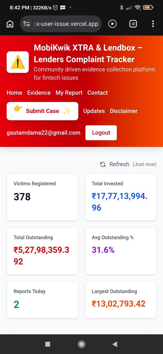 Gautam86023708's tweet photo. DAY 26 no reply from @MobiKwik! My ₹36,511 of ₹1,09,671 stuck in Xtra since 2024. No Borrowers list provided,no repayment timeline update. CEO blocks investors who ask.@RBI fined @LendboxOfficial ₹40L for same P2P game.@PMOIndia @FinMinIndia Plz Help #MobiKwikXtraScam #P2PScam https://t.co/uNjFUGkXvY