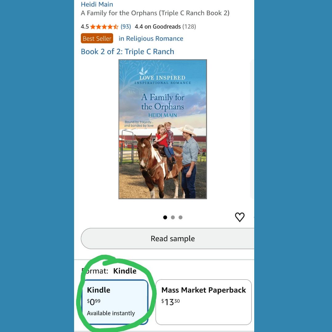 HeidiMain's tweet photo. Big sale 🎉 
Another one of those 'don't know how long this will last' deals.

A Family for the Orphans ... Book #2 of the Triple C Ranch Series
https://t.co/mwZsuBTeYT

Three little hearts have been broken.
Now they must find a way to heal them…

#afamilyfortheorphans #horsebackriding #cleanreads
#christianfiction #booklover #amreading #kindledeals
#RomanceBooks @LoveInspiredBks @HarlequinBooks
