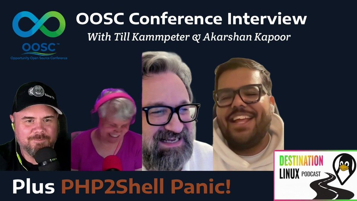 jill_linuxgirl's tweet photo. A new #DestinationLinux!
πππ§π§π§
We have a great interview with Akarshan Kapoor and Till Kamppeter, the organizers of Indiaβs rapidly growing Opportunity Open Source Conference OOSC. π
Then we dive into the PHP2Shell emergency & more!
#Linux #podcast #opensource https://t.co/UvsSFER06d