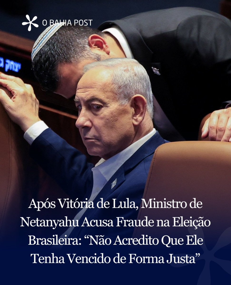 MachadoDarlon's tweet photo. 🗳🇧🇷🇮🇱🚨 A reeleição de Luiz Inácio Lula da Silva provocou uma reação do governo israelense. Nesta segunda-feira (26), o ministro Amichai Chikli, integrante da gestão do primeiro-ministro Benjamin Netanyahu, questionou o resultado da eleição presidencial brasileira e levantou suspeitas de fraude após a vitória de Lula sobre Flávio Bolsonaro.
Em uma publicação na rede social X, Chikli afirmou não acreditar que o presidente brasileiro tenha vencido de maneira justa. “Não acredito que ele tenha vencido esta eleição de forma justa”, declarou o ministro, segundo a publicação divulgada pelo portal NotJournal.