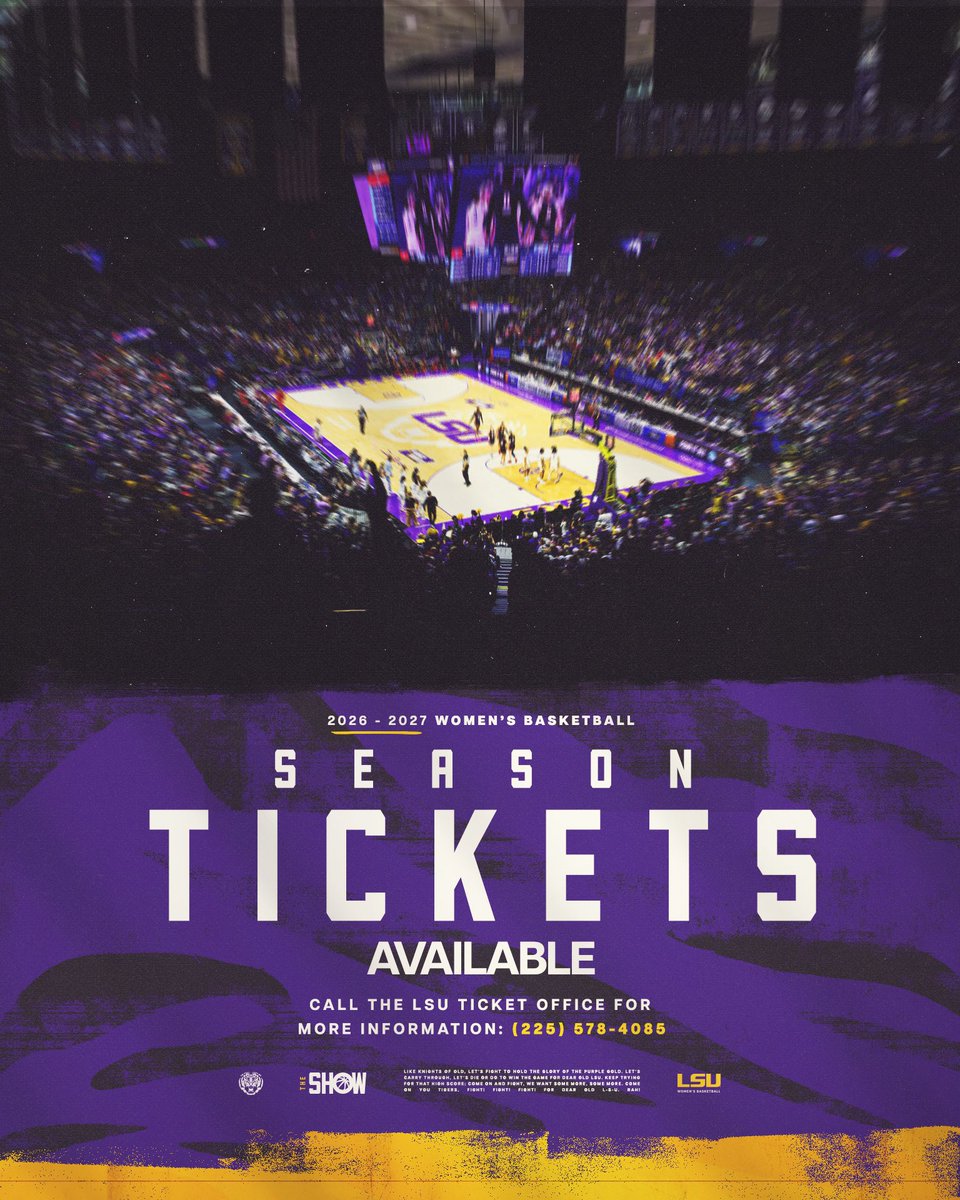 LSUwbkb's tweet photo. The PMAC is calling 📞

Secure your spot for the 2026-27 season! Contact the LSU Ticket Office to reserve your season tickets. https://t.co/CsBIfJOcey