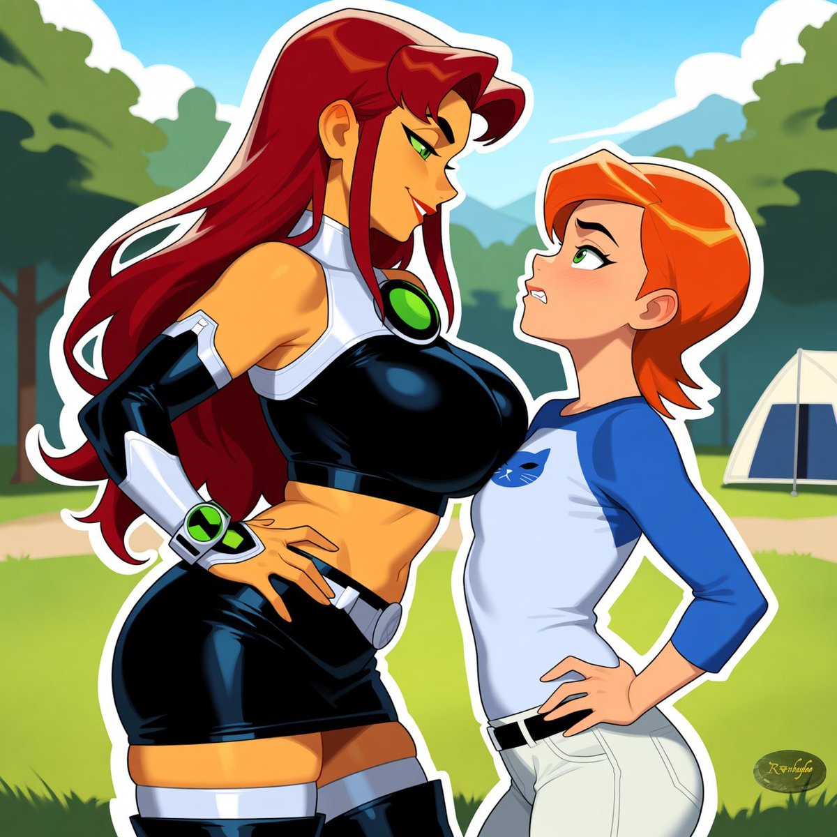 Ranbaylee's tweet photo. Ben teaches Gwen who is the top bitch.

Full free set: https://t.co/UBh3xlNrWt

Follow me to continue Ben's journey playing Starfire with the omnitrix.

#Ben10 #Ben10classic #Ben10Art #bodyswap #TSF #Genderbend #Transformation #AIart #genderbender #FanArt #nsfwai #nsfw #lewd https://t.co/Guyrdyk5pd