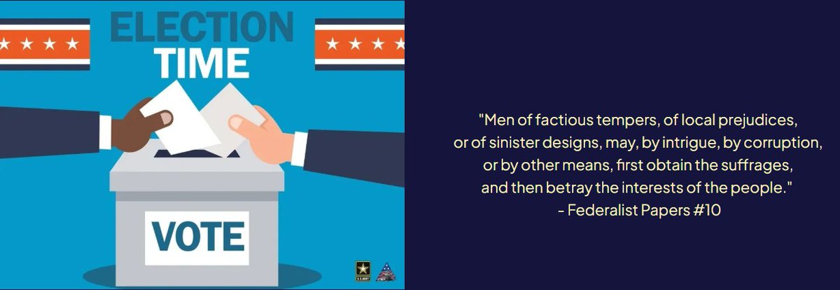 USCivicsGuide's tweet photo. "Men of factious tempers, of local prejudices, or of sinister designs, may be intrigue, by corruption, or by other means, first obtain the suffrages, and then betray the interests of the people."
-Federalist Papers, No. 10
We were warned.