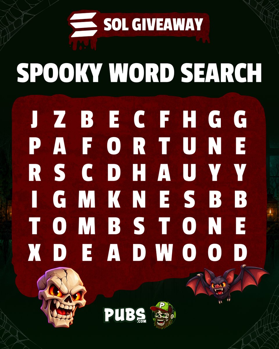 pubscasino's tweet photo. 🚨 SOLANA GIVEAWAY 🚨

🕸️ We're giving away 1 $SOL everyday until Halloween 🎃

Today's entry:
📸 Screenshot your answers + reply below
🔁 Like and repost this post 
👥 Follow us

Winner announced tomorrow 👻 https://t.co/R9C5aZyXLO