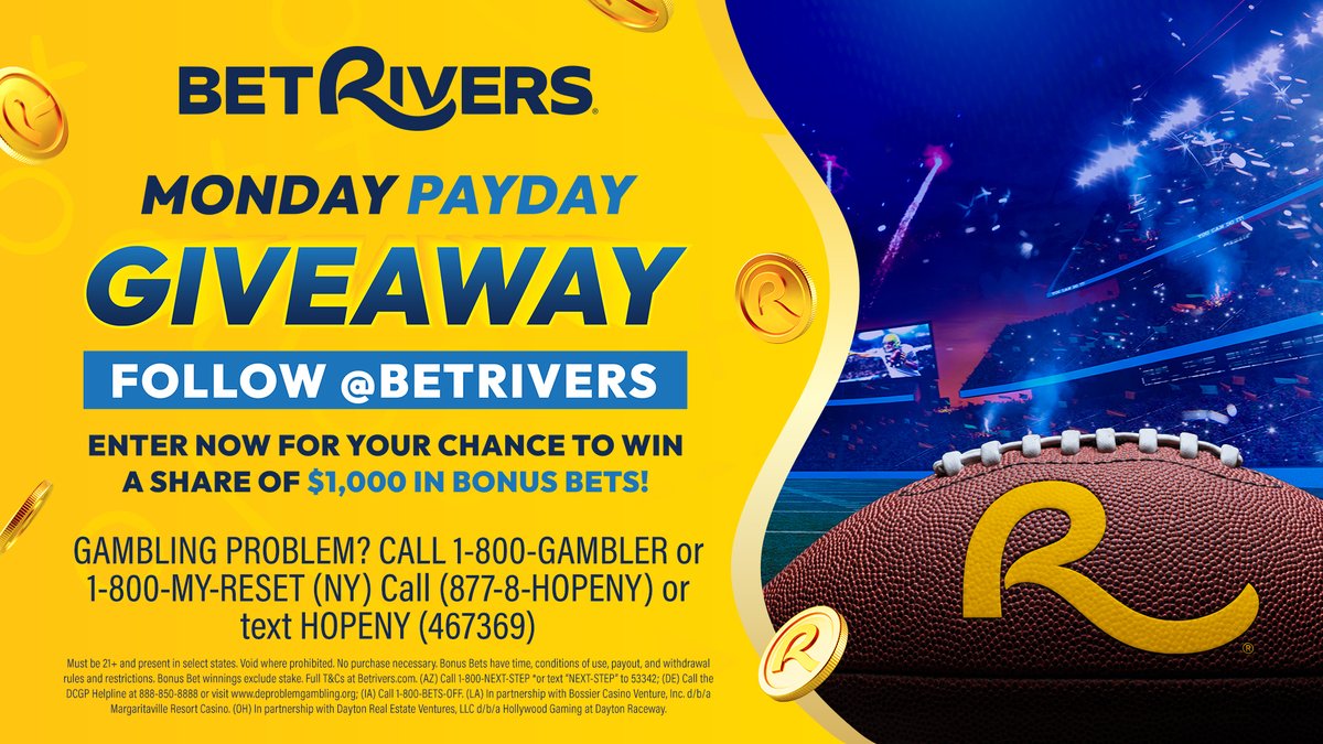 BetRivers's tweet photo. Back by popular demand! 

1⃣ Follow @BetRivers on X and IG

2⃣ Repost & Like this post

3⃣ Reply with your First TD Scorer pick for DAL-PHI

Eligible customers who reply prior to kickoff with a correct pick will receive a share of at least $1,000 in Bonus Bets. 1 reply per account, must pick an individual player. 

The prize pool will grow by $500 with every 50 replies until we hit $10,000!

Rules ➡️ https://t.co/e3XIIYQrWw
