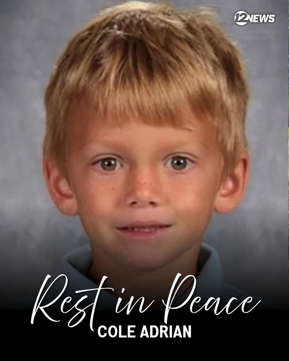 KWCH12's tweet photo. REST IN PEACE: Family, friends, and the soccer community have gathered in McPherson to lay 6-year-old Cole Adrian to rest. He is one of two people who died on Saturday, October 17, when a truck plowed onto a youth soccer field at Stryker Sports Complex in Wichita. #kwch12 https://t.co/oQvwDdfVK4