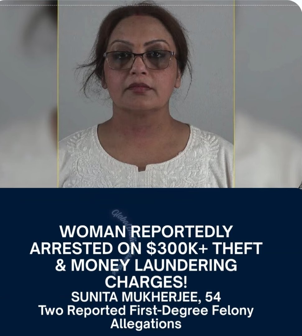 TexasSpectator's tweet photo. On Mondays edition of Pillars of the Community, meet Sunita Mukherjee, 54 of Tarrant County Texas. 

She was booked on 2 first degree felony charges:
Theft  $300,000+ and
Money laundering $300,000.

Zero suprise here. https://t.co/nie9GWli8u