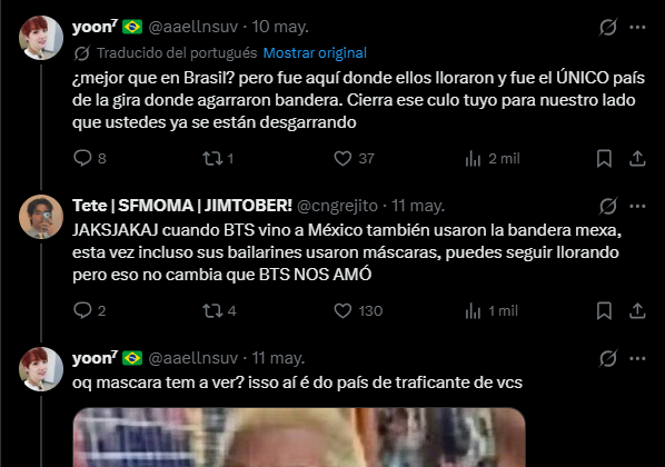 cngrejito's tweet photo. Porque se hacen las ciegas ante lo evidente??? si de verdad quieren hablar de quien empezó vamos a hacerlo como se debe, quienes empezaron a GENERALIZAR a todo México y a decirnos idioteces fueron ustedes mismos y ninguna se salva, TODOS los de Sudamérica nos tiró en Mayo y les advertimos, cuando sean sus conciertos también van a pasar temas de acoso y odio por otros países y qué pasó? exactamente eso.

A diferencia de ustedes nosotros no andamos justificando a las xenófobas de México porque si existen igual que en todos lados, así que no les queda la tarjeta de víctima a ustedes ni a nadie.