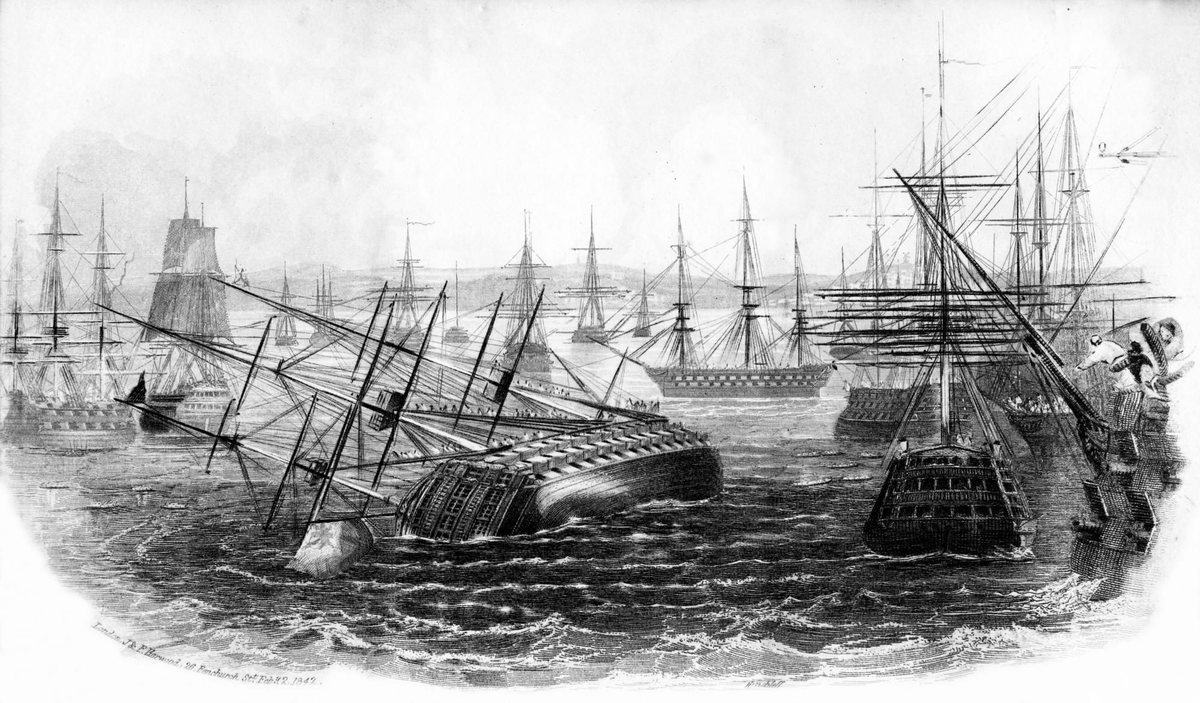 DaveKent101's tweet photo. HMS Royal George - Triumph and Tragedy. 
Part Two.

On the 29th of August 1782, the greatest fleet ever assembled in British waters lay off Spithead. Apart from the two 100 gun ships of the line - HMS Royal George and HMS Victory, there were 50 warships, plus 300 merchant ships.

In fear of desertions all shore leave was cancelled for the crew of the Royal George, with the exception of 60 marines. However, also aboard were 400 extra people who were crew families, merchants, and prostitutes. This was for the traditional 'Wedding Garland' which was the traditional farewell for the crew prior to sailing.
All these extra people created an additional weight of 70 tons though. The Royal George was the flagship of Admiral Kempenfeldt

However, Captain Waghorn decided against all advice to carry out a minor repair to a seacock which provided sea water to wash the gun decks after action. To do this repair entailed heeling the ship slightly so as to bring the seacock in question above the waterline. To achieve this, the cannons had to be moved to the other side of the ship so as to provide the required heel.

Worse all the usual officers who would oversee such an operation were ashore - the Master, the Boatswain, and the Gunner. So nobody would be supervising the operation below decks.
Even worse, Captain Waghorn ordered that the lower gun ports should stay open so as to quicken the loading of supplies. This again flew in the face of standard procedure which required the gunports to be CLOSED when heeling a ship.🤦‍♂️
The open gun ports were already only a foot above the water which was now starting to seep in.

At 9am the cutter Lark started loading rum supplies through the open gun ports, and ominously rats and mice were seen leaving the Royal George and boarding the Lark.
The weight of the barrels of rum was such that it caused water to flood in through the open gun ports.
Seeing this, the ship's Carpenter rushed up to the officer of the watch - a Lieutenant Hollins Hollingbery, asking for the ship to be righted. This was snootily dismissed by Hollingbery. The Carpenter returned below to see things were now even worse. In despair he returned to the deck and again requested Lt. Hollingberry to right the ship.
He was again dismissed this time with the words "Damn Sir! If you can manage the ship better than I, then you had better take command!"

In despair, the Carpenter went straight to Captain Waghorn himself who actually listened, and sent the First Officer to investigate. Horrified by what he saw, the First Officer reported to Captain Waghorn who gave the order to right the ship.
However, at that moment the ship started to capsize.
In desperation men went below to move the guns but such was the angle, that even 18 men could not move a single gun.

Water now poured in through the starboard gun ports killing the hundreds of men below - only 3 of whom would survive.
Captain Waghorn ran to the cabin of Admiral Kempenfeldt to warn him but it was too late, the door was jammed and the Admiral drowned.
Captain Waghorn jumped into the water but his son drowned.

The Royal George heeled over to starboard then heeled over to port. Then she sank almost immediately leaving only her masts sticking out of the water. She had sunk completely upright.
Of the 1200 people aboard, only 255 survived making this the greatest loss of life on a British sip prior to the Titanic. Of the lost 300 were women and 60 were children.

People reported seeing the mast of the sunken Royal George completely decorated. The 'decorations' were in fact dead bodies.
The ensuing cover up by the Royal Navy would be nothing short of breathtaking.

Part Three to follow.

@uk_sf_writer
@TheNorskaPaul
@offgriddesigner
@MindInMotion93
@Raymond82310289
@GatesheadLad23
@GeorgeKedge
@UkandNIbackup
@AngelaTokell
@scobjen
@SammieJack3
@enochscowll
@DeBarsham
@loopzy78
@FkkkTheUN
@CilComLFC