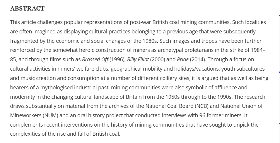 Info4Practice's tweet photo. New on https://t.co/rfJSwQ1bfW | Relics of the past and symbols of modernity: the cultural practices of coal mining communities in post-war Britain | https://t.co/Qw2PEzITPb https://t.co/6oOFrDBj0m