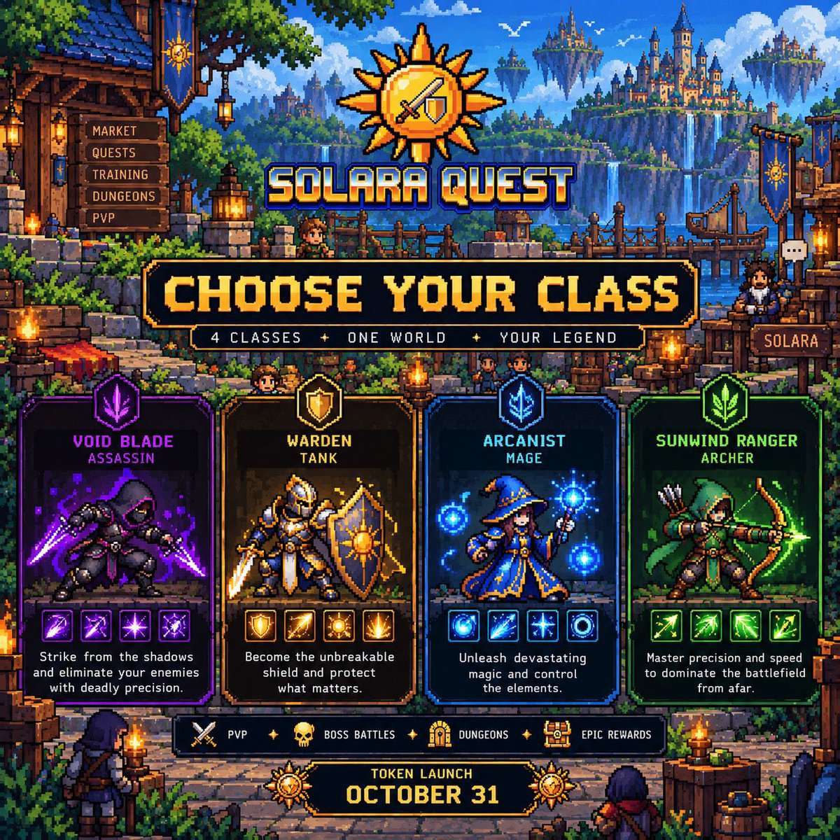 Sofexman's tweet photo. If you’ve been seeing me talk about @xSolaraQuest , you already know we’re keeping our eyes on this one☀️🎮

From exploring 6 different regions and completing quests to building your own quarter, collecting rare loot, and forming guilds with other players, there’s plenty to look forward to.

⚔️ 5 classes to choose from:
🛡️ Warrior
🏹 Ranger
🔥 Mage
🗡️ Assassin
✨ Paladin

Each has its own playstyle, so the real question is…

Which class are you picking? 👀

And if PvP is your thing, you can test your skills in 1v1 duels and climb the ranks all the way to Master. 🏆

🔗 https://t.co/pSkEdh0Y1g