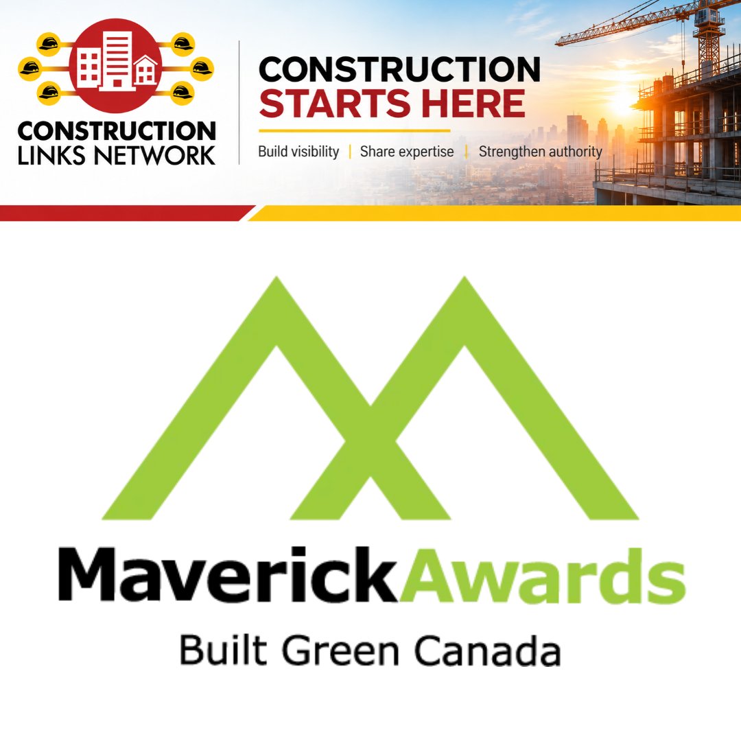 constructca's tweet photo. 🌱🏆 Who’s helping move sustainable building forward? Entries are open for Built Green Canada’s 2027 Maverick Awards, recognizing leadership, innovation, transformation + breakthrough progress. 🏗️#SustainableBuilding #Construction 👉 https://t.co/2HzeqzWyvv https://t.co/tpcXwWlPXj