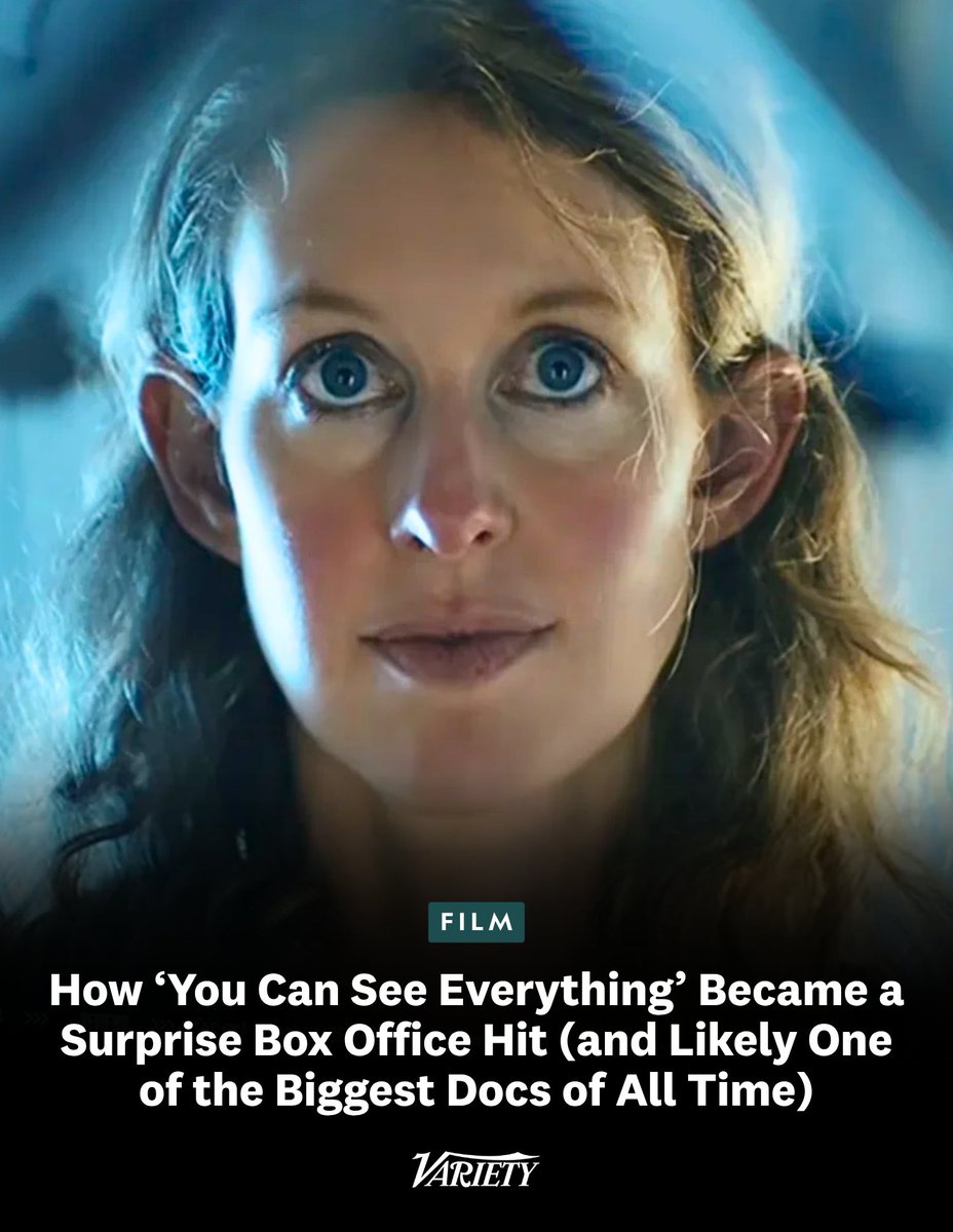 Variety's tweet photo. “You Can See Everything” is on track to become one of the highest-grossing documentaries of all time. Here are four takeaways from its surprise success:

1) Restraint bolstered demand: A24 initially released the film in 855 theaters, expanding its footprint as word of mouth grew.

2) Secrecy dialed up anticipation: Nobody knew the Nathan Fielder doc existed until its surprise world premiere at the Telluride Film Festival in early September (nothing short of a miracle in Hollywood).

3) Word-of-mouth elevated ticket sales in the movie’s second weekend: 90% of initial ticket buyers said they would “definitely recommend” the film, while 80% said it was “even better than expected.”

4) Younger audiences are all in on A24: Roughly 70% of opening weekend ticket buyers were under 35; this year’s lineup of “The Drama,” “Backrooms” and “Primetime” also scored big among Gen Zers.

https://t.co/2Ijs4G1cwD
