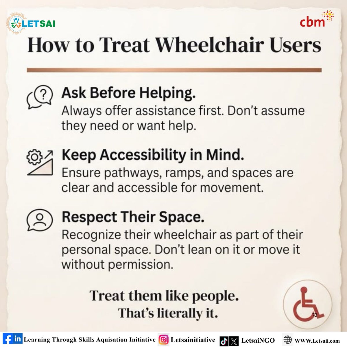 LetsaiNgo's tweet photo. Always offer assistance don't always assume they need or want help
#InclusiveDevelopment
#DisabilityLaw
#InclusiveCommunity
@GlobalCtr
@UNICEF
@UNICEF_Nigeria
@UNHumanRights
@CBMuk https://t.co/LUV82sqmyH