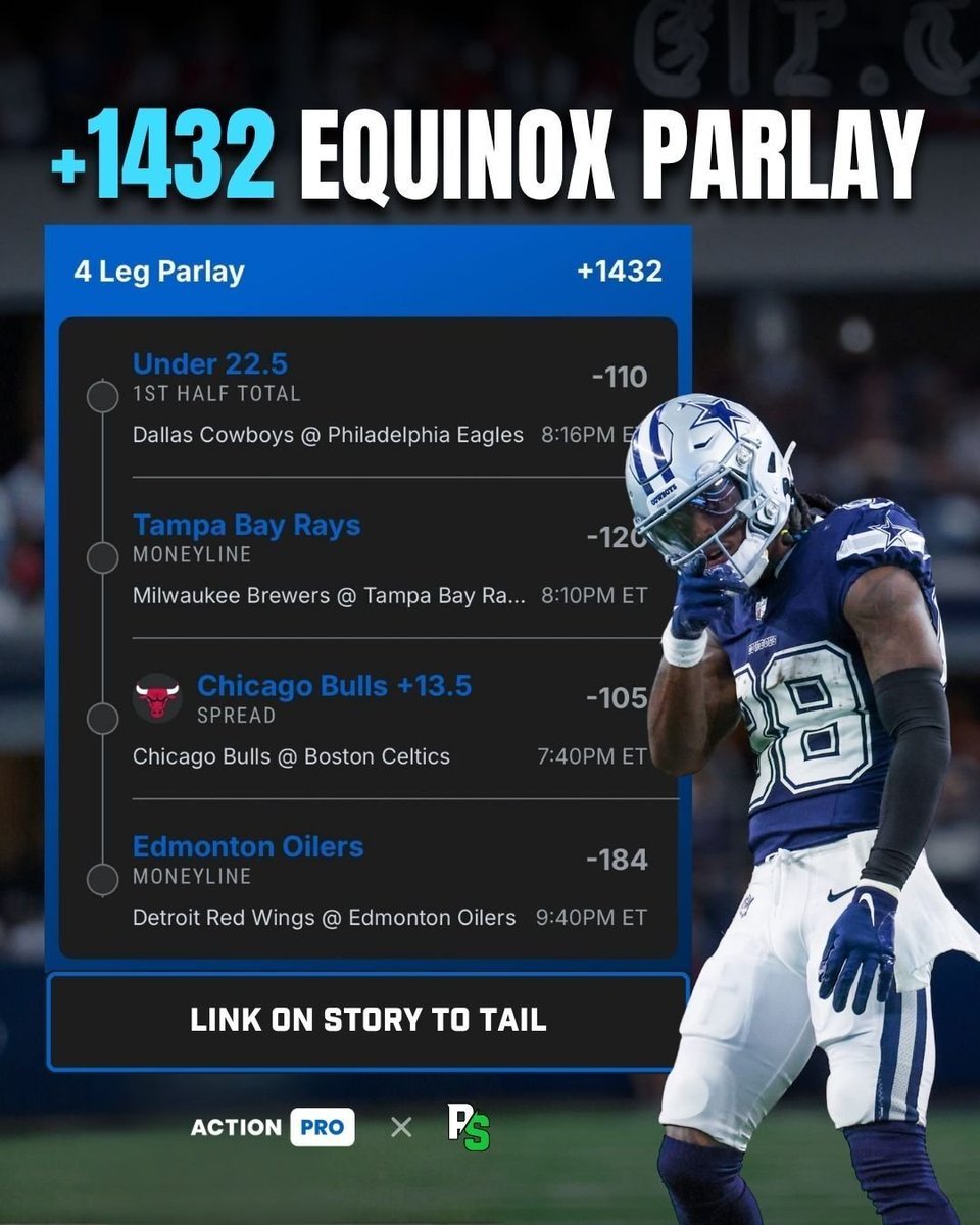 ParlayScience's tweet photo. THE SPORTS EQUINOX PARLAY 🔥

@ActionNetworkHQ 🤝 ParlayScience

Our favorite spots. One slip. Built with Action PRO.

TAIL IT ⬇️
https://t.co/QGcSuPOmco https://t.co/AY7ev3abDg