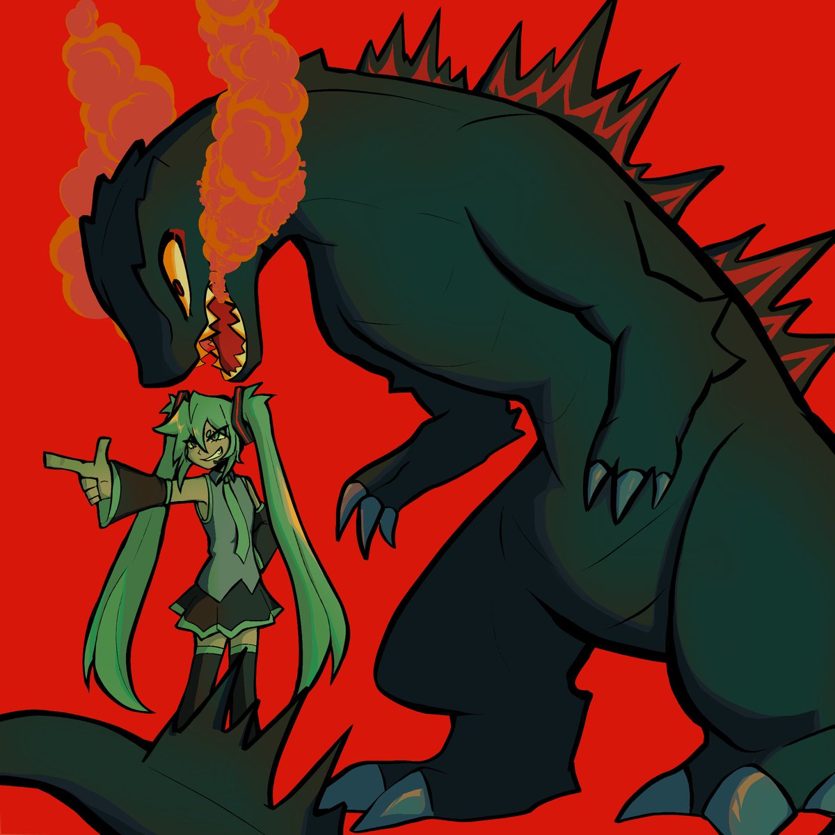 Novamikei_XO's tweet photo. Besties #Vocaloid #Godzilla https://t.co/NbxZQ3Wc6V