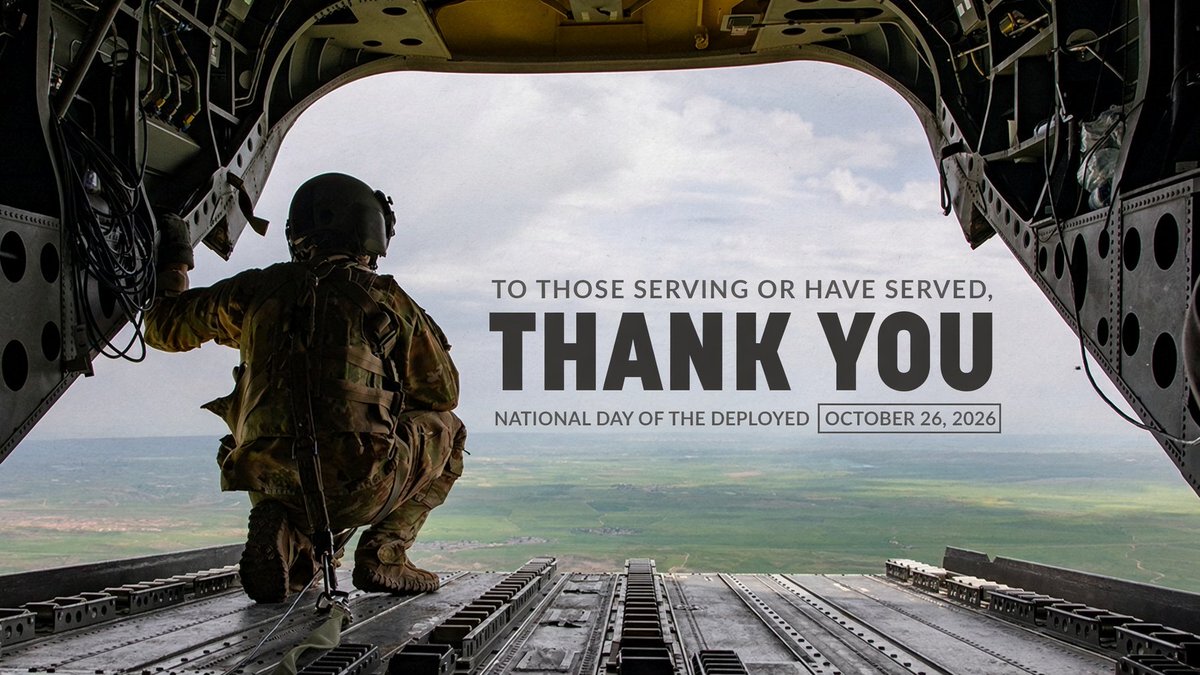 AwakenedOutlaw's tweet photo. Today, Oct. 26th, is 'National Day of the Deployed'. 

This day honors current/past/future U.S. military service members who are (or will be) deployed... as well as their families back home who also "serve" in their own capacity as support.

Thank you all for your service to our country and for all the sacrifices made on our behalf. 🫡🇺🇸