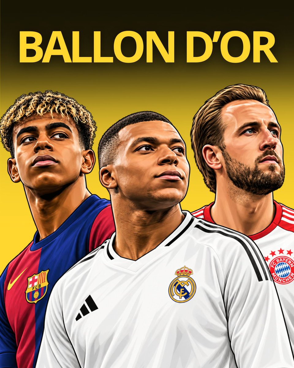 DeadlineDayLive's tweet photo. 🚨 The 2026 Ballon d'Or winner will be crowned tonight, with Kylian Mbappé, Lamine Yamal and Harry Kane among the leading contenders. 🌕

🔸 🇫🇷 Mbappé: 58 goals, 13 assists. La Liga and World Cup top scorer.

🔸 🇪🇸 Yamal: 25 goals, 20 assists. World Cup, La Liga and Spanish Supercup winner.

🔸 🏴󠁧󠁢󠁥󠁮󠁧󠁿 Kane: 73 goals, 8 assists. Bundesliga, German Cup and German Supercup winner.

Three incredible seasons, but only one can take home the award. 🏆

Who deserves to win? 🤔
