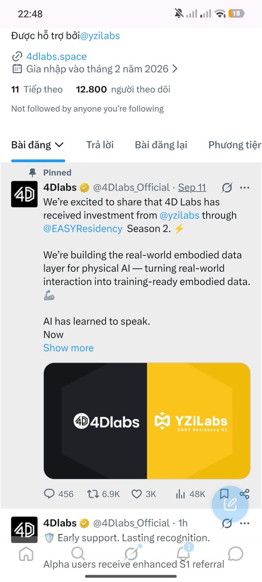 anh1738030's tweet photo. 🚀 **4D Labs Season 1 is coming!**

The future of Physical AI starts here. 🤖

Join the ecosystem, support real-world embodied AI, and make your mark early.

⚡ Early support. Lasting recognition.

Follow @4Dlabs_Officia and stay tuned!

#4DLabs #PhysicalAI #EmbodiedAI https://t.co/NrGNSnvIWd