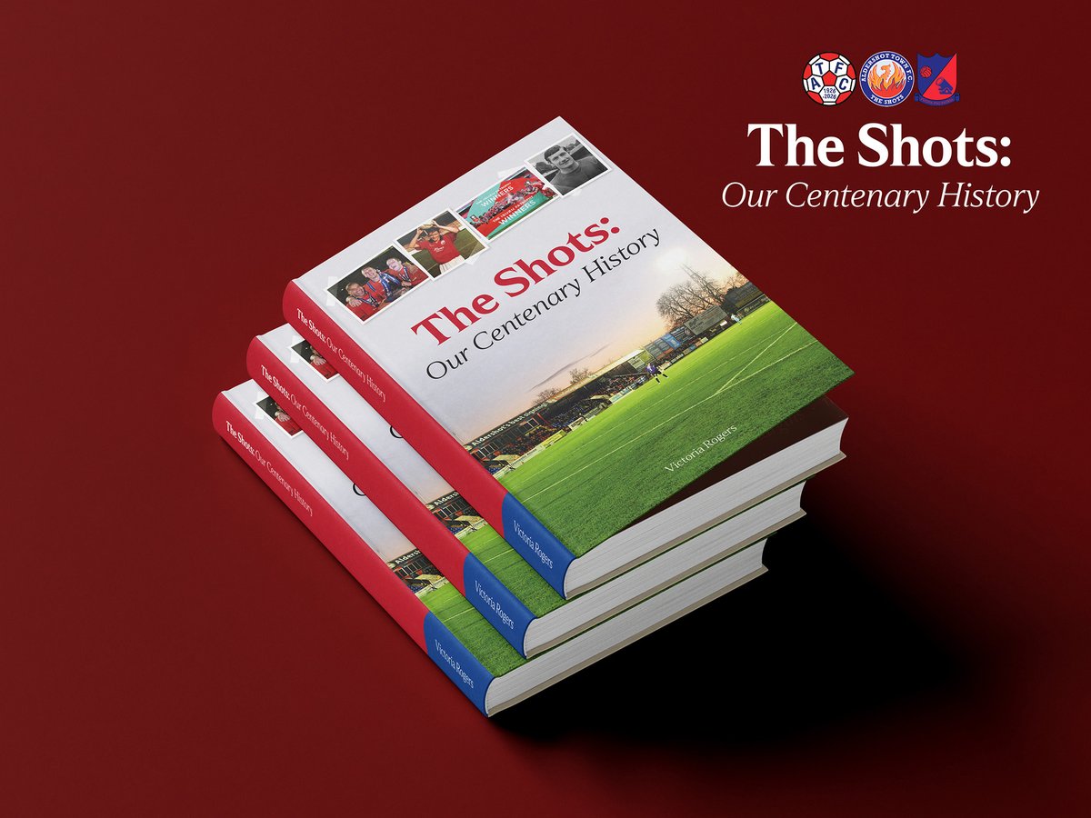 OfficialShots's tweet photo. 📖 THE SHOTS: OUR CENTENARY HISTORY – BOOK LAUNCH

Celebrate 100 years of football in Aldershot with the launch of The Shots: Our Centenary History! 🔴🔵

Join us on Thursday 12th November at 7pm in the EBB Lounge for an evening celebrating the history, memories and people that have shaped our club.

Hosted by Paul Marcus, the evening will feature a Q&A with Author Victoria Rogers, Commercial Director and all-time leading goalscorer Mark Butler, and Murray Brodie, former Aldershot midfielder who made over 450 appearances for the original club.

A raffle will be taking place and there is even an opportunity to have your book signed!

📅 Date: 12th November
⏰ Time: 7pm, doors open at 6.30pm.
📍 Location: EBB Lounge
💷 Book Price: £15

The book is available to pre order now on our club shop website and will also be available to purchase on the day.

The event is FREE and everyone is welcome to come along so don't miss the chance to celebrate a century of Shots history and own a piece of our club's story.

#uptheshots❤️💙