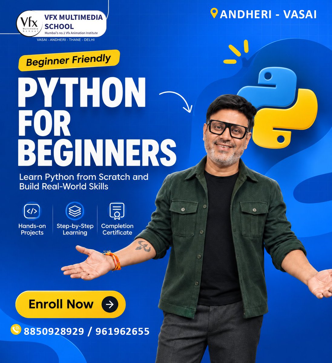 vfxmultimedia's tweet photo. #Python #PythonProgramming #LearnPython #CodingForBeginners #PythonDeveloper #ArtificialIntelligence #AI #Programming #TechSkills #FutureSkills #CodingLife #VFXMultimediaSchool #Andheri #Vasai #Mumbai #SkillDevelopment #LearnToCode #zerotoheroinrealestate https://t.co/sf6XlgN2q5