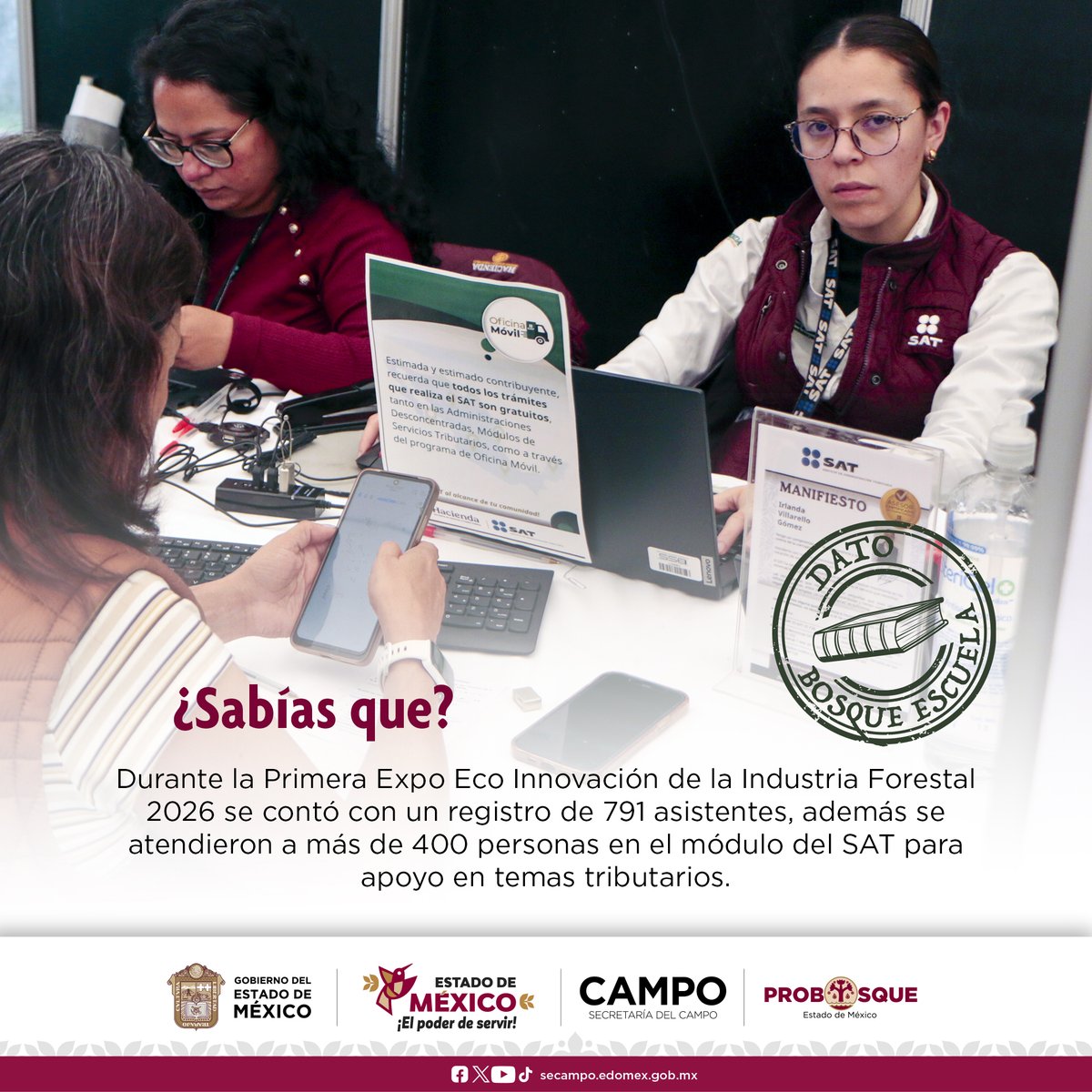 Probosque_'s tweet photo. #DatoBosqueEscuela | Como parte del fortalecimiento al sector, en este encuentro también se atendió a más de 400 personas en el módulo del SAT para brindar apoyo directo en temas tributarios. #InnovaciónForestal #ElPoderDeServir https://t.co/c5Ij4SZFqK