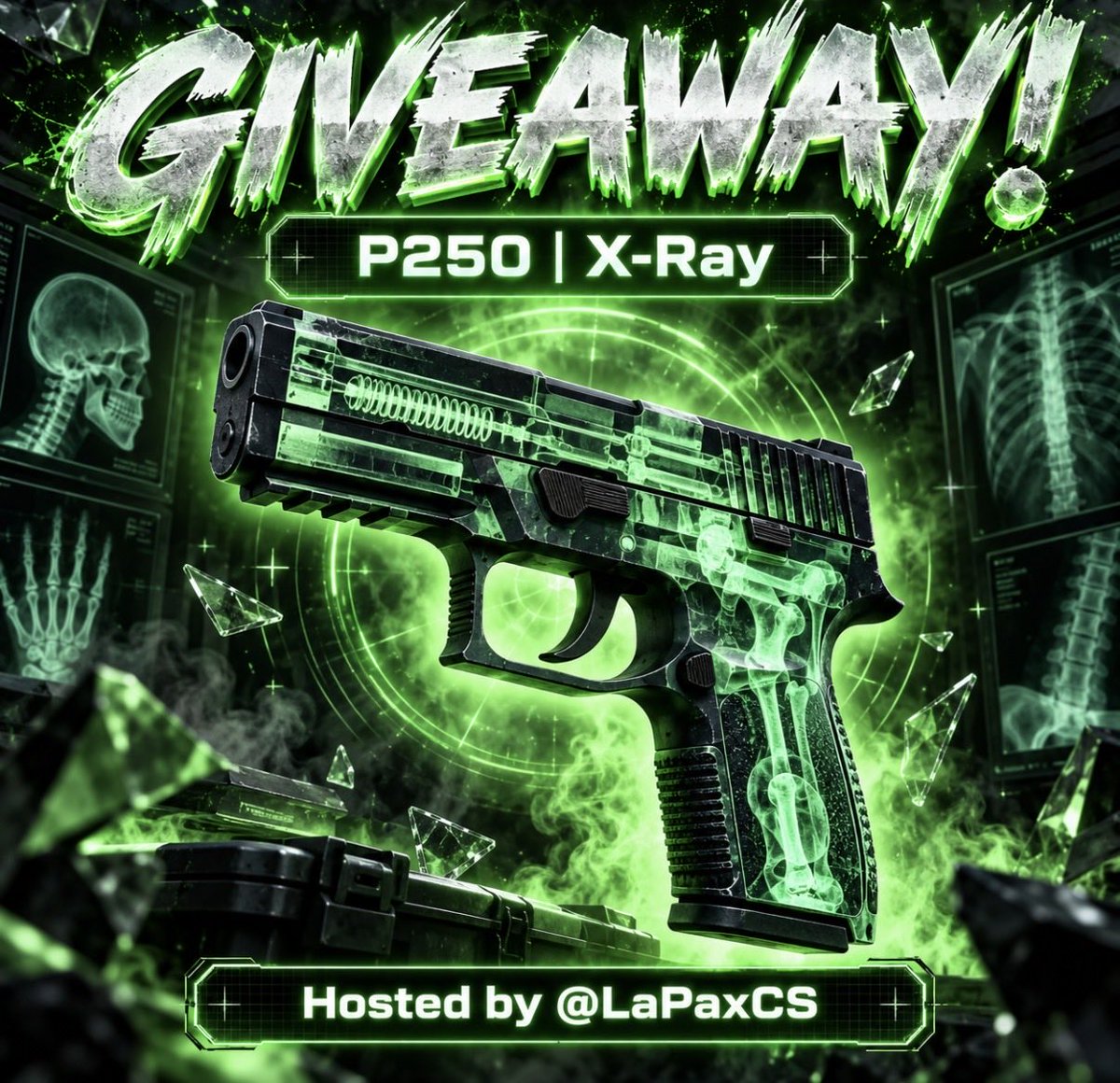 LaPaxCS's tweet photo. 🚨 FLASH GIVEAWAY 🚨 

P250 | X-Ray MW ☠️ 

To enter:

1️⃣ Follow @LaPaxCS
2️⃣ Like &amp; Repost
3️⃣ Tag a friend

Winner announced THIS WEDNESDAY, goodluck!

#CS2 #CS2Giveaway #CS2SKIN https://t.co/DZHB8CYGwV