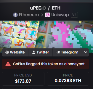 0xhadrian's tweet photo. @GoPlusSecurity Upeg and UToken are flagged as honeypot with zero changes to either contract. Both traded fine and passed your scans for months. A false flag like this hurts real holders. Was this a manual edit? We expect a fix asap and an explanation of what triggered it.
uToken 0x3E17c94Ba8112380eF81A43fc33b08Ca6284fB33
UPEG 0x44b28991B167582F18BA0259e0173176ca125505
