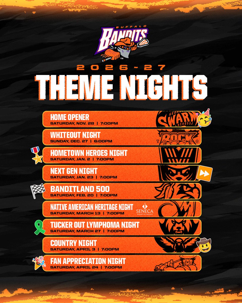 NLLBandits's tweet photo. Update your calendars! 🗓️

This season’s theme nights have arrived!

More details » https://t.co/51g8ueY3ng https://t.co/nI15CNyxyA