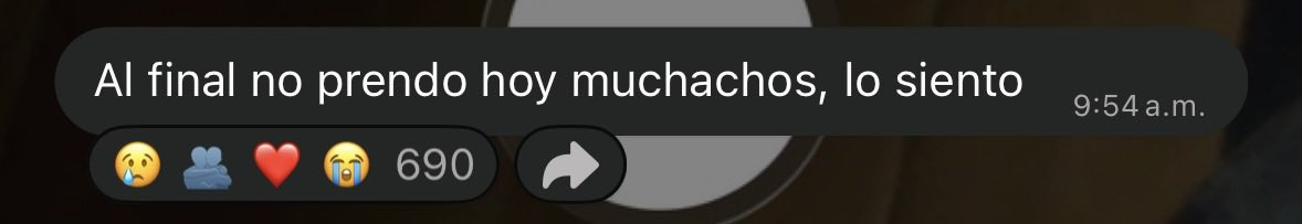 RoierUpdates's tweet photo. 📩 | ¡Roier vía su canal de difusión en WhatsApp! 

“Al final no prendo hoy muchachos, lo siento” https://t.co/eTVmng0M8E
