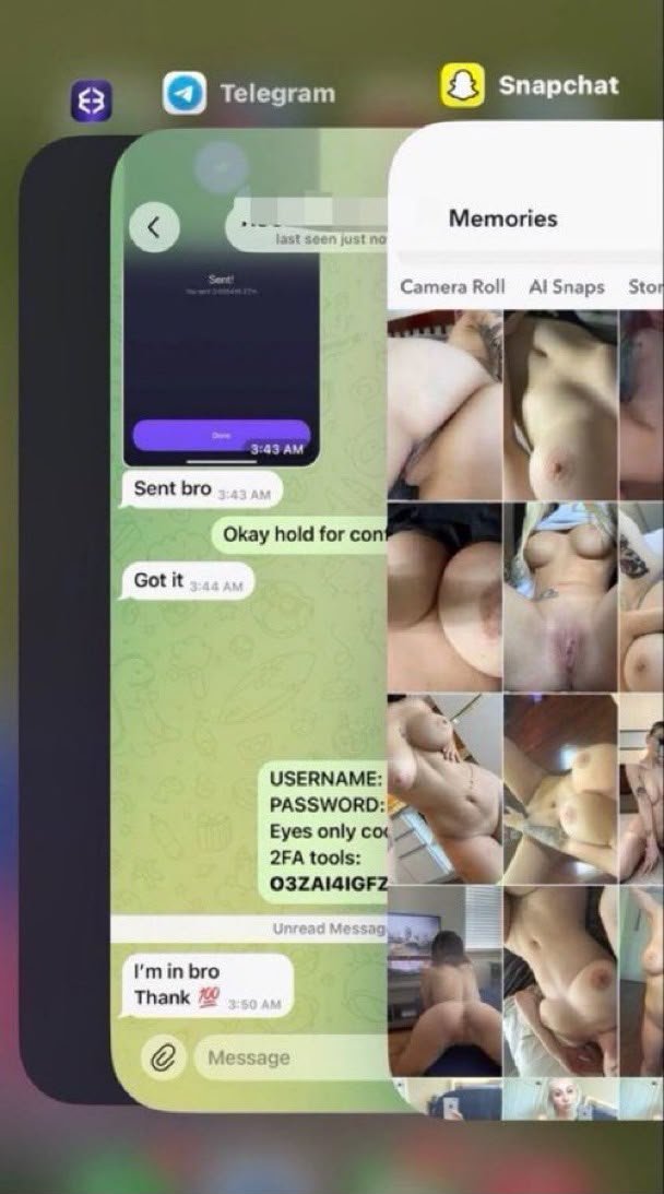 Subhash39814179's tweet photo. #snaphack Snapchat h@cking fast hack on telegram channel
I h@ck all social media recovery and access to iCloud, let’s spy her now ans check what she got on her eyes 👀 only %~%??
 #snaphack
#Snapgod #snapchatleak #monkeyappgirls #monkeyapp ⬇️⬇️

https://t.co/Eo9VFxN1bQ https://t.co/5HSMc3J2yy