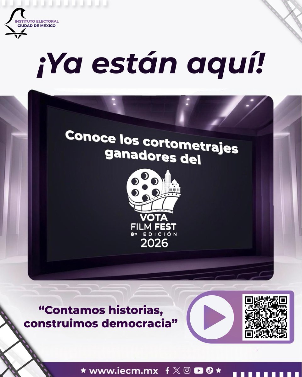 Distrito29IECM's tweet photo. Conoce y disfruta los cortomotrajes  ganadores del Vota Film Fest 2026 mira los cortos. https://t.co/qC4pCsWKKj https://t.co/qiB0hecnMb