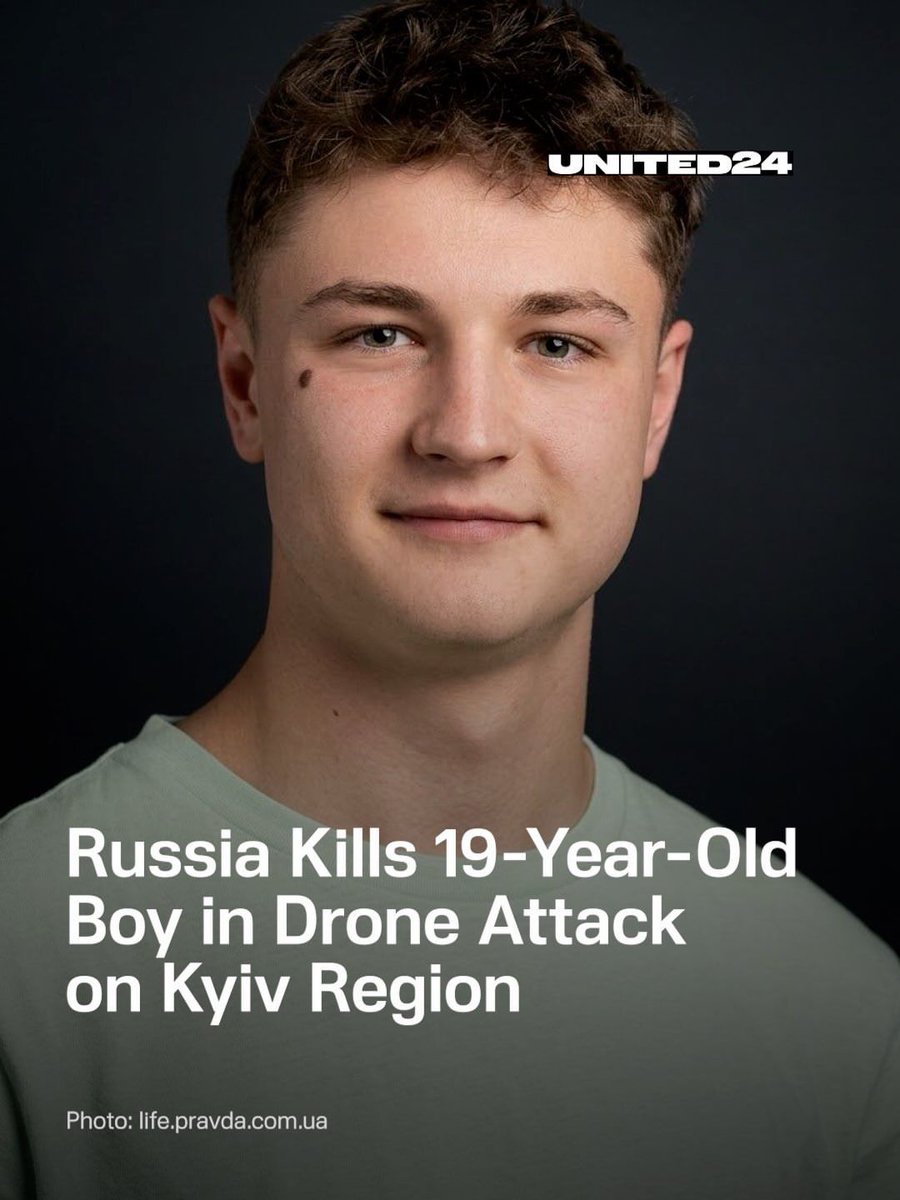 United24media's tweet photo. 🚨 Nineteen-year-old Vitalii Marchenko was killed during a Russian drone attack on the Kyiv region on October 20. https://t.co/QSHQ7wlA6t