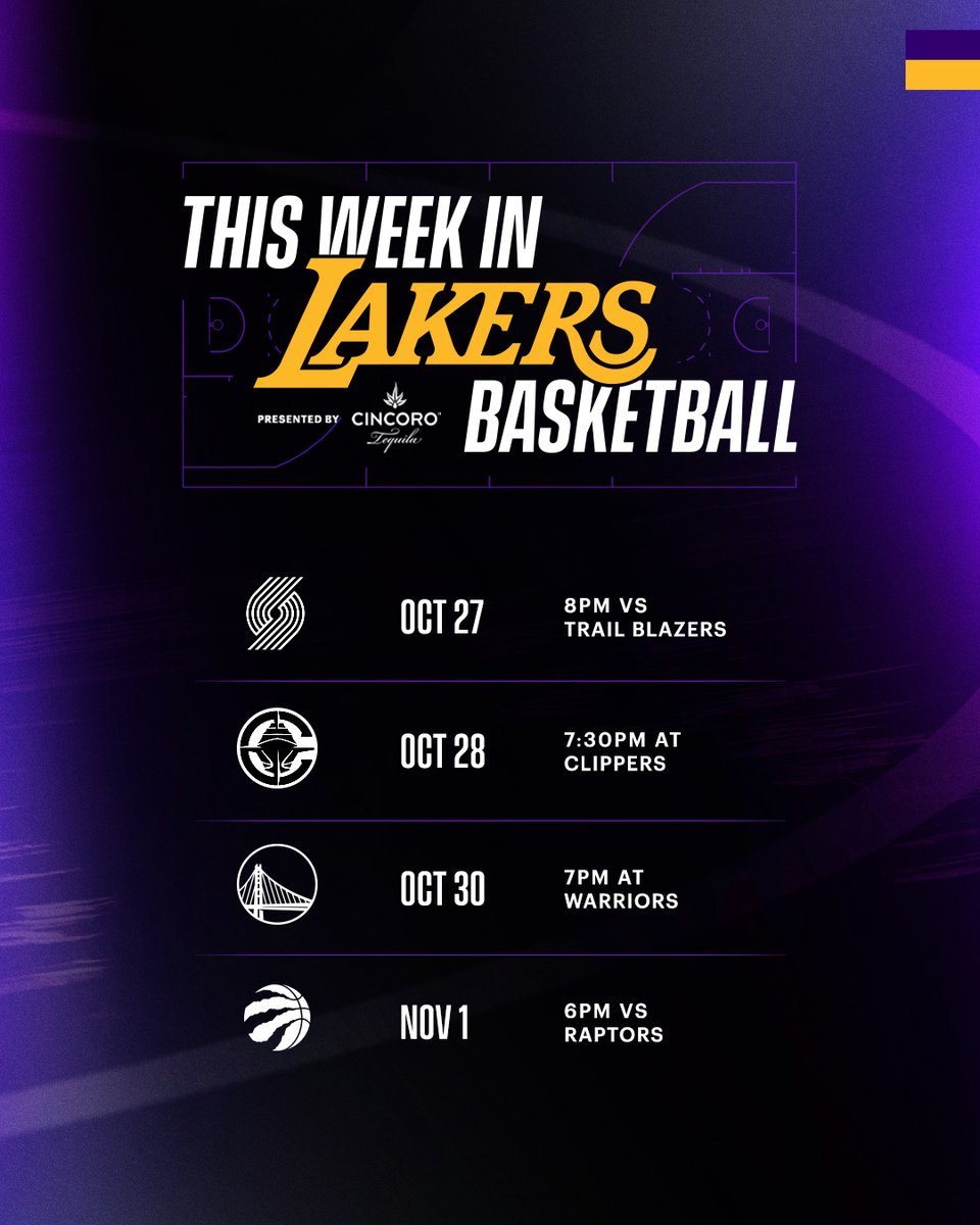Lakers's tweet photo. LAKERS HOOPS THIS WEEK 🗣️

@Cincoro x #LakeShow https://t.co/dm97kmu7PA