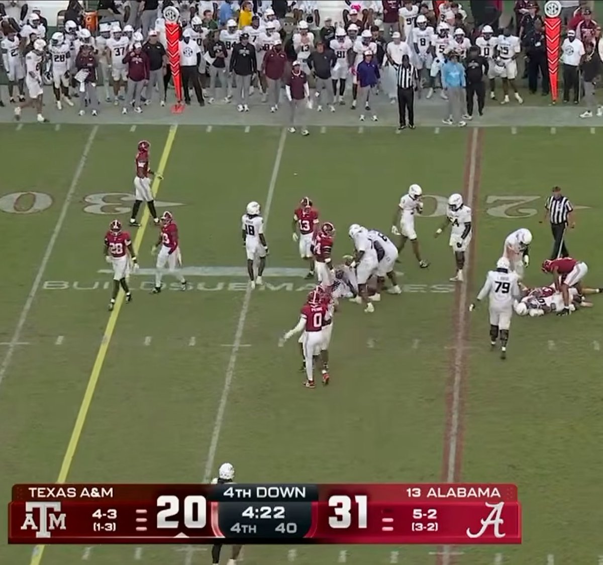 ih8yourteam's tweet photo. Texas A&amp;M punted in this situation. Worse still, they let the clock run down to 3:53 before they did it.

This is a coach trying to mitigate the final score, not do everything to win.

And there's a huge problem with punting here

🧵 https://t.co/RpSAij8qN7