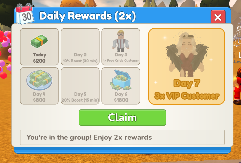 UltrawRBX's tweet photo. ⭐Finally, the daily rewards in Restaurant Tycoon 3 will actually be interesting 😅

Dev preview below! If anyone has any suggestions, let me know :)

#roblox #robloxdev #restauranttycoon3 https://t.co/Adtjxpjduz