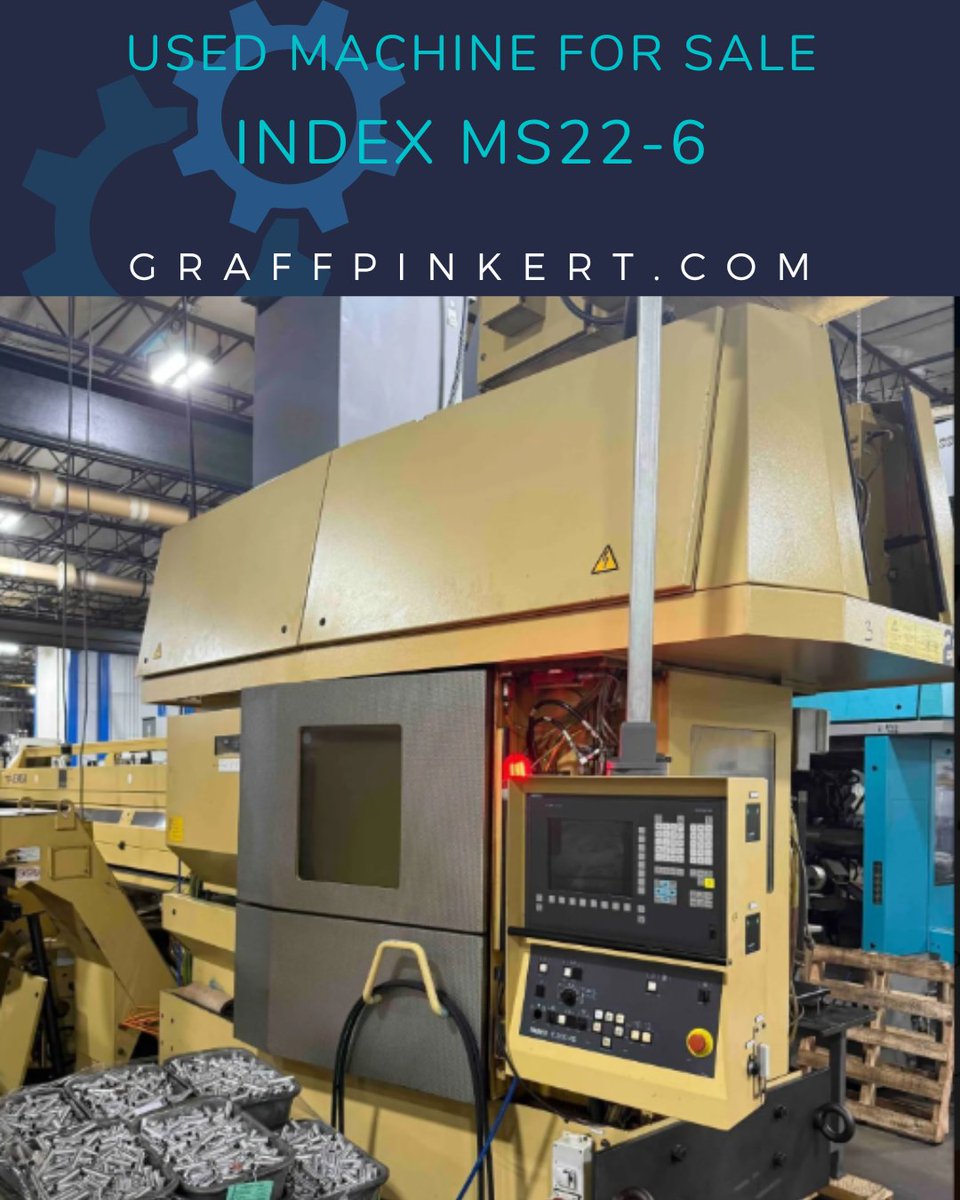 GraffPinkert's tweet photo. USED MACHINE FOR SALE
INDEX MS22-6
Mfd. 2011
Control: Siemens Power Line
2 NCU
Synchron
IEMCA SIR Loader
Knoll System
Equipped as pictured
Info: https://t.co/xu8rqs76iC or call 708-535-2200.
#machining #usedmachines #machineshops #cncmachines #machinesforsale https://t.co/fEsQh3v8IR