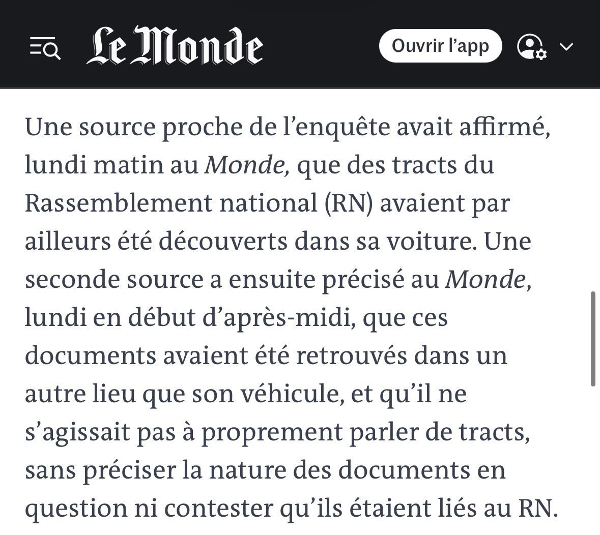 JBACTALIS's tweet photo. Mme Balage El Mariky, « Vous avez ciblé, il a tué » ?

Vous venez donc d’attribuer publiquement la responsabilité d’un meurtre à Marine Le Pen, Jordan Bardella et Julien Odoul. Rien que ça !

Et votre pièce à conviction ? Un article du Monde dont vous n’avez manifestement pas lu la rectification !

Les fameux « tracts RN dans la voiture » ? Ils n’étaient PAS dans la voiture et ce n’étaient PAS des tracts à proprement parler.

Des documents liés au RN ont été retrouvés, mais leur nature exacte reste à préciser.

Pourtant, vous avez déjà identifié les responsables, établi le mobile politique et prononcé votre réquisitoire.

À quoi bon une enquête judiciaire quand un tweet et une capture d’écran suffisent à rendre votre verdict ?

Le racisme du suspect doit être condamné sans réserve. Mais cela ne transforme pas vos adversaires politiques en complices d’un assassinat.

Vous dénoncez les amalgames lorsqu’ils visent la gauche. Vous les érigez en méthode lorsqu’ils visent la droite.

Ce n’est pas la recherche de la vérité. C’est un procès politique dont vous avez écrit la conclusion avant même d’avoir vérifié les faits.