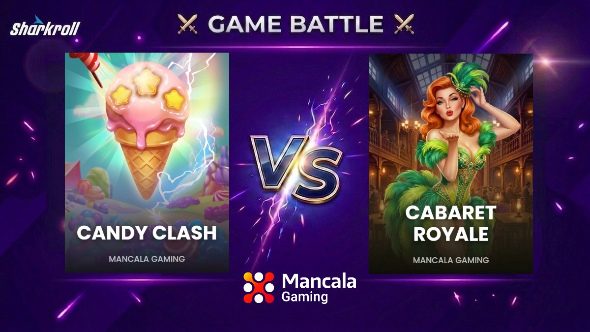SharkrollCasino's tweet photo. ⚔️ GAME BATTLE OF THE WEEK ⚔️

Two Mancala Gaming contenders. One winner. 🦈

🍭 Candy Clash
🆚
💃 Cabaret Royale

Which game takes the crown this week? 

🎁 30 FREE SPINS are up for grabs!

HOW TO ENTER:
❤️ Like this post
🔁 Repost
👥 Follow @SharkrollCasino
💬 Comment your pick + your Sharkroll username

Let the battle begin!