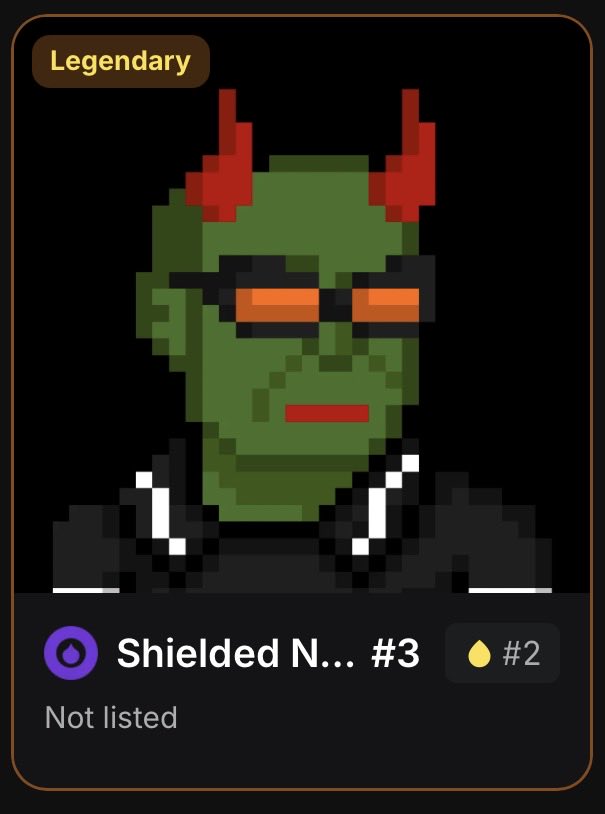 SatoshiLambo's tweet photo. I believe in @ShieldedNaka team, tech and movement so much that I had to get myself shielded inscription #3 and 2nd most rare naka. Thanks to @lordcalder for the smooth trade https://t.co/RkGMqcPLeD